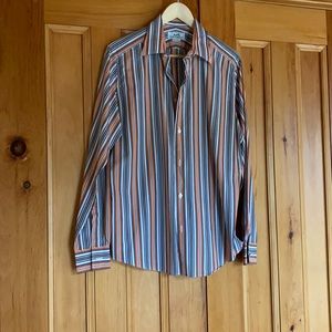 Orange and gray button down Hermes dress shirt